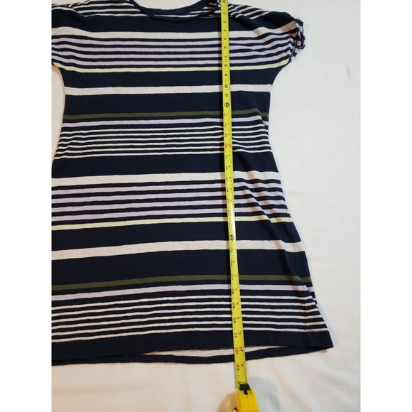 Lou & Grey Casual T-Shirt Dress Size M Short Sleeves Knee Length Blue stripe - Picture 10 of 11
